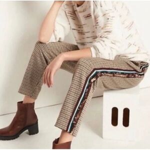Anthropologie Maeve Bettie Sequins Embellished Plaid Trousers XS